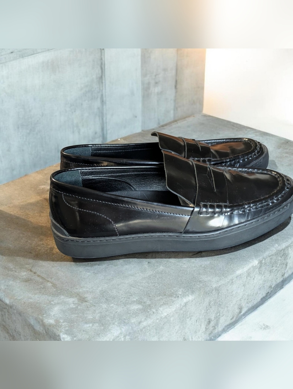 Rag & Bone Black Classic Leather Penny Loafers 6.5